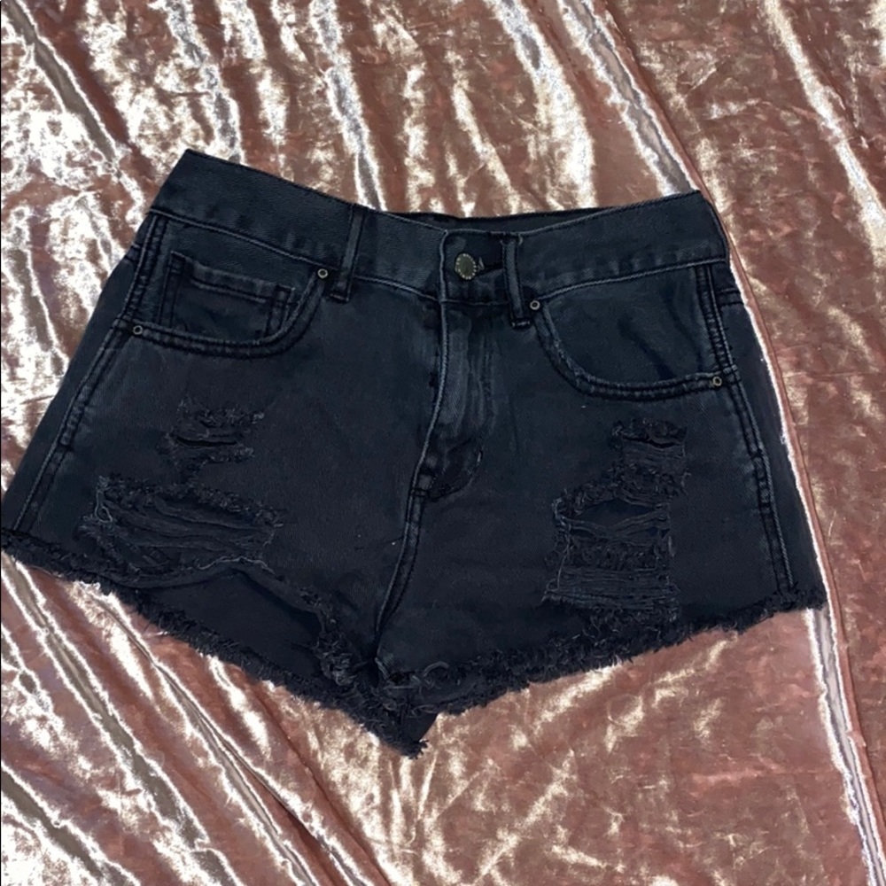 High wait denim shorts